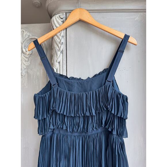 Cinq À Sept Elaine Dress Sz 6 NWT Sleeveless Navy Blue Tiered Pleated Midi Dress - Picture 8 of 16